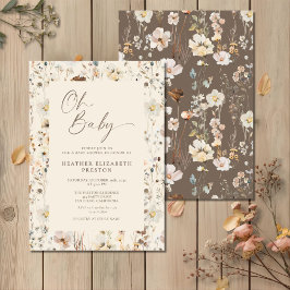 Invitación Oh Baby Wildflower Rustic Baby Shower