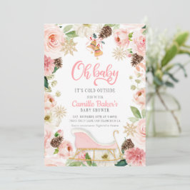 Invitación Oh Baby Winter Chica Rosa Baby Shower