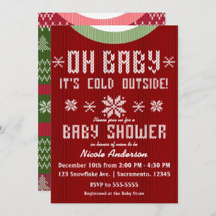 Invitación OH BABY Winter Knit Sweater Red Green