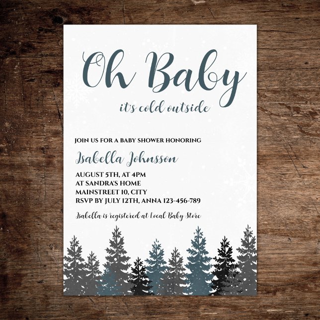 Invitación Oh Baby Winter Wonderland Baby Shower (oh baby it's cold outside winter wonderland  baby shower invitation gender neutral)