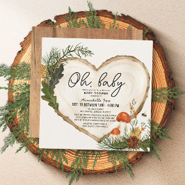 Invitación Oh Baby Wood Slice Mushroom Drive by Baby Shower