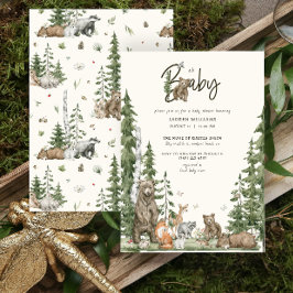 Invitación Oh Baby Woodland Forest Cute Animals Baby Shower