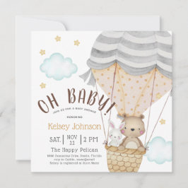 Invitación Oh Baby Woodland Teddy Bear Neutral Baby Shower