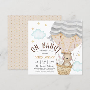 Invitación Oh Baby Woodland Teddy Bear Neutral Baby Shower