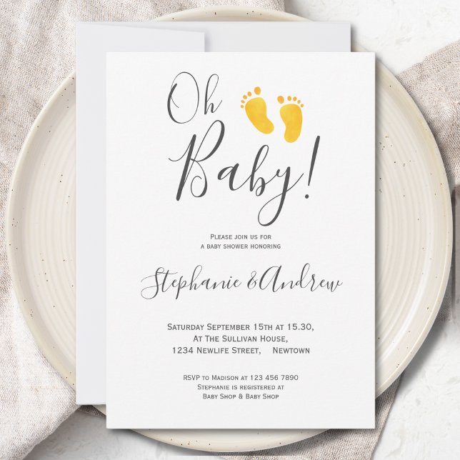 Invitación Oh Baby Yellow Baby Feples Parejas Baby Shower (Subido por el creador)