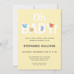 Invitación Oh Baby Yellow Virtual Baby Shower