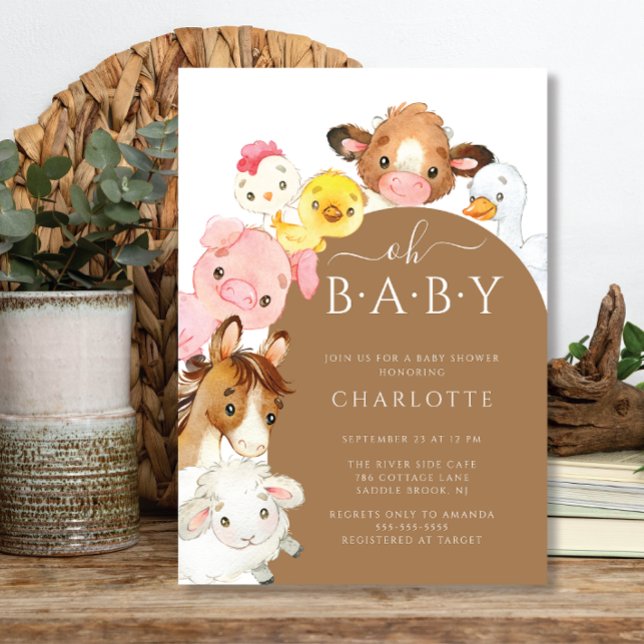 Invitación Oh BabyFarm Animals Baby Shower (Subido por el creador)