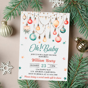 Invitación ¡Oh! Balls Navidades Bebés Ornament Baby Shower