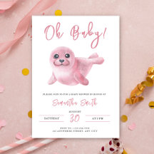 ¡Oh bebé! Acolchado de bebé foca rosa acuarela
