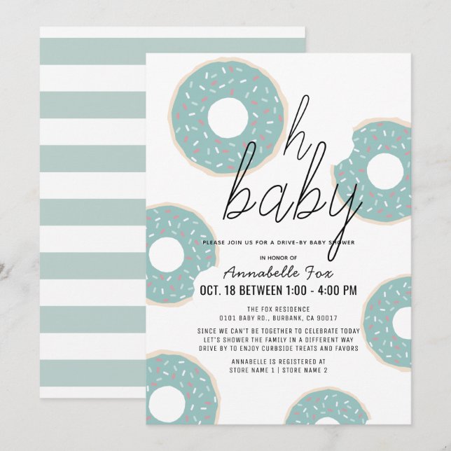 Invitación Oh bebé azul donut Boy conducido por Baby Shower (Anverso / Reverso)