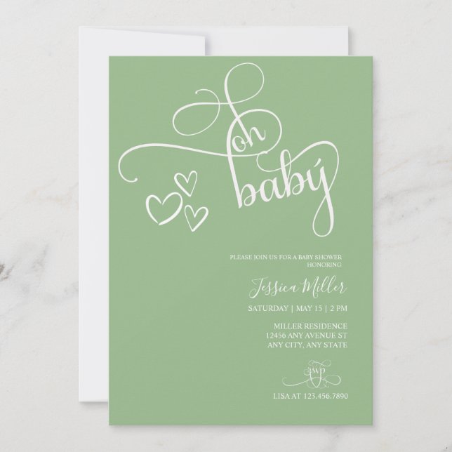 Invitación Oh, bebé | Baby Shower de fotografía neutral de gé (Anverso)