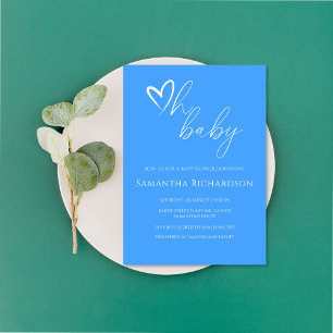Invitación ¡Oh bebé! Baby Shower minimalista simple azul para