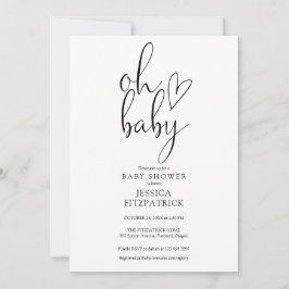 Invitación Oh Bebé Baby Shower Neutral De Género Blanco Y Neg