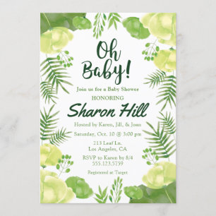 Invitación ¡Oh bebé! Baby Shower tropical floral verde invita