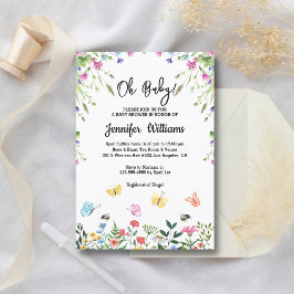Invitación oh bebé, bebé ducha acuarela flores silvestres est