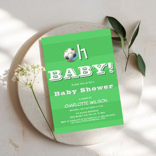 Invitación ¡Oh Bebé! Bebé Niño Fútbol Bebé Shower