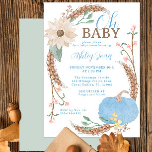 Invitación Oh Bebé Blue Pumpkin Shower Invite
