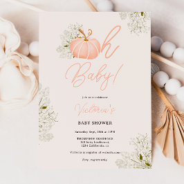Invitación Oh bebé calabaza rosa chica floral ducha bebé