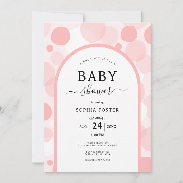 Invitación Oh bebé Chica de arco rosa dulce Baby Shower (Anverso)