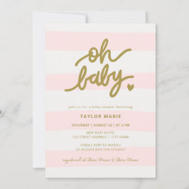 Invitación Oh bebé Chica de bandas rosadas modernas Baby Show