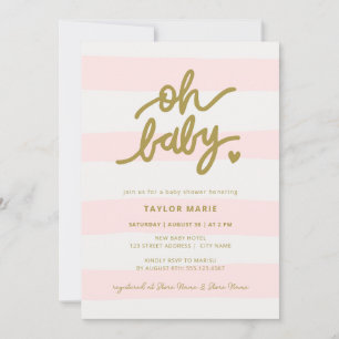 Invitación Oh bebé Chica de bandas rosadas modernas Baby Show