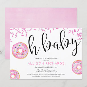 Invitación Oh bebé chica de ducha de bebé Donut