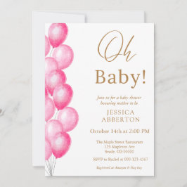 Invitación ¡Oh bebé! Chica Gold Pink baby shower