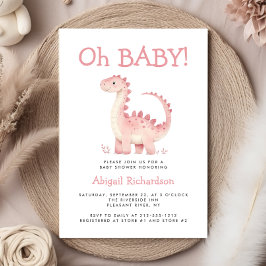 Invitación Oh bebé Chicas de dinosaurios rosados Baby Shower