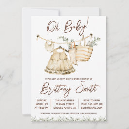 Invitación Oh bebé, Chicas Layette, Eucalyptus Baby Shower