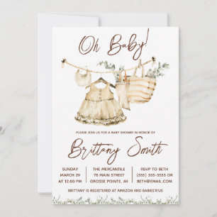 Invitación Oh bebé, Chicas Layette, Eucalyptus Baby Shower