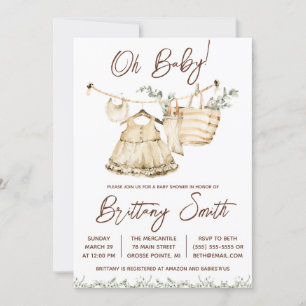 Invitación Oh bebé, Chicas Layette, Eucalyptus Baby Shower