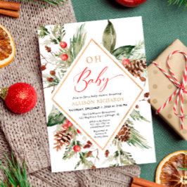 Invitación Oh Bebé de invierno rústico neutro en género