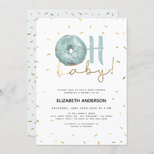 Invitación Oh bebé donut y espolvorea Gold Boy Baby Shower