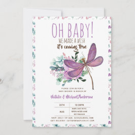 Invitación Oh Bebé DRAGONFLY Haz una floral de Baby Shower de