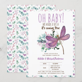 Invitación Oh Bebé DRAGONFLY Haz una floral de Baby Shower de