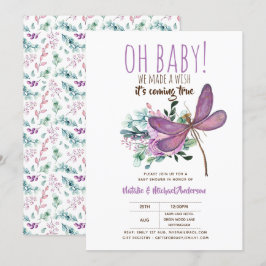 Invitación Oh Bebé DRAGONFLY Haz una floral de Baby Shower de