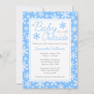 Invitación Oh bebé, está frío fuera del Baby Shower azul