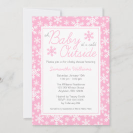 Invitación Oh bebé, está frío fuera del Baby Shower rosado
