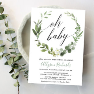 Invitación Oh bebé Eucalyptus ducha de bebé neutra de género
