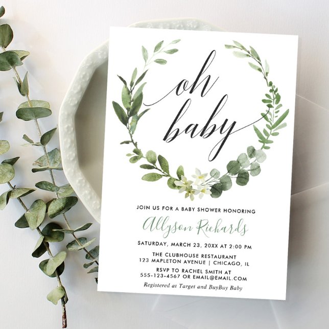 Invitación Oh bebé Eucalyptus ducha de bebé neutra de género (Subido por el creador)