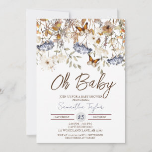 Invitación Oh Bebé, Fall Baby Shower, Mariposa, Foliage