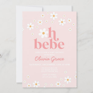 Invitación Oh Bebe Fiesta de Bebé Retro Rosa Daisy