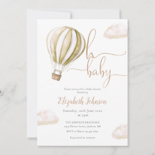 Invitación Oh Bebé Globo Aerostático de Aire Caliente Todo en