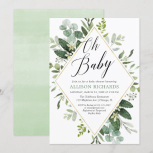 Invitación Oh bebé Greenery oro ducha de bebé neutra de géner