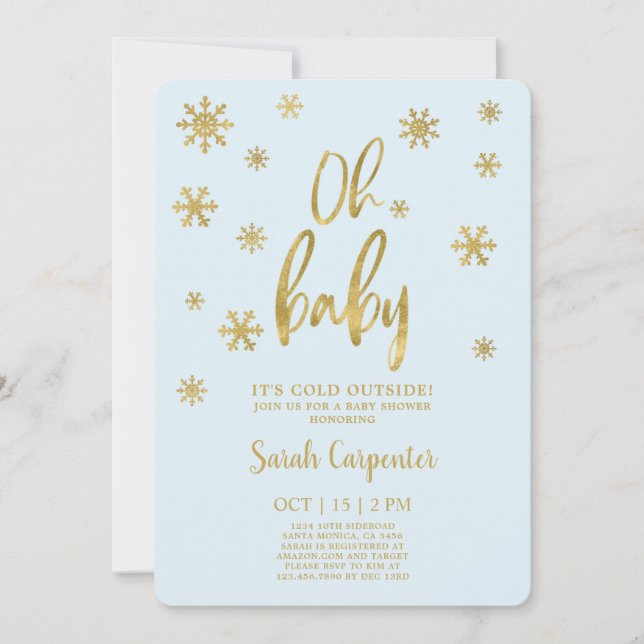 Invitación Oh bebé, hace frío afuera del bebé de invierno (Anverso)