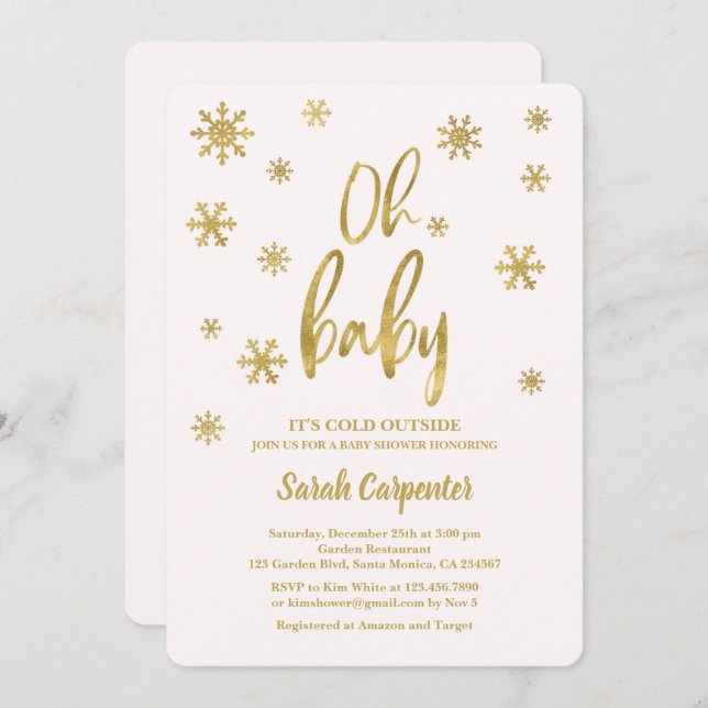 Invitación Oh bebé hace frío afuera del chica de Baby Shower (Anverso / Reverso)