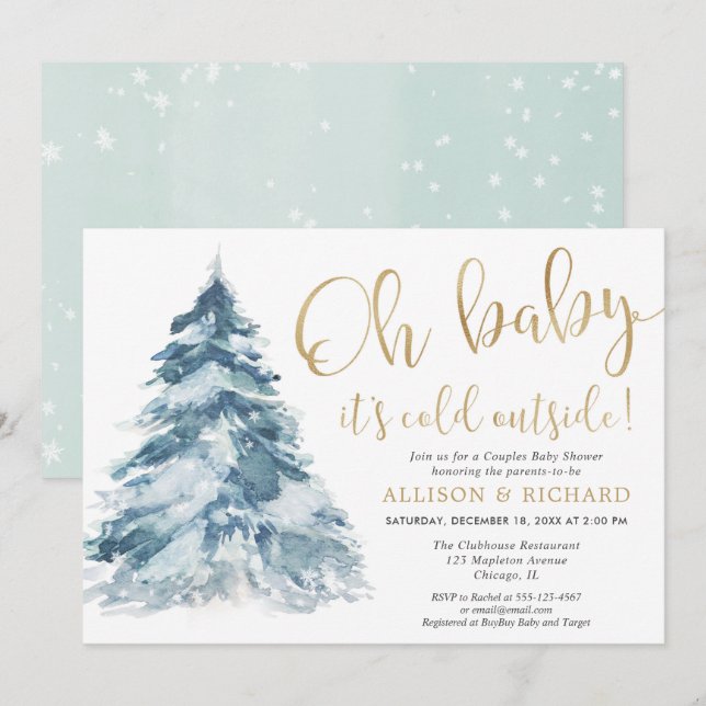 Invitación Oh bebé, hace frío fuera de la ducha de bebé de la (Anverso / Reverso)