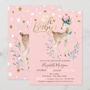 Invitación Oh Bebé Lindo Ciervo Bebé Estrellas Fiesta de Bebé