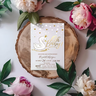 Invitación Oh Bebé Lindo Cisne Estrellas Shower de Bebé