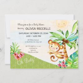 Invitación Oh bebé lindo mono jungla ducha bebé